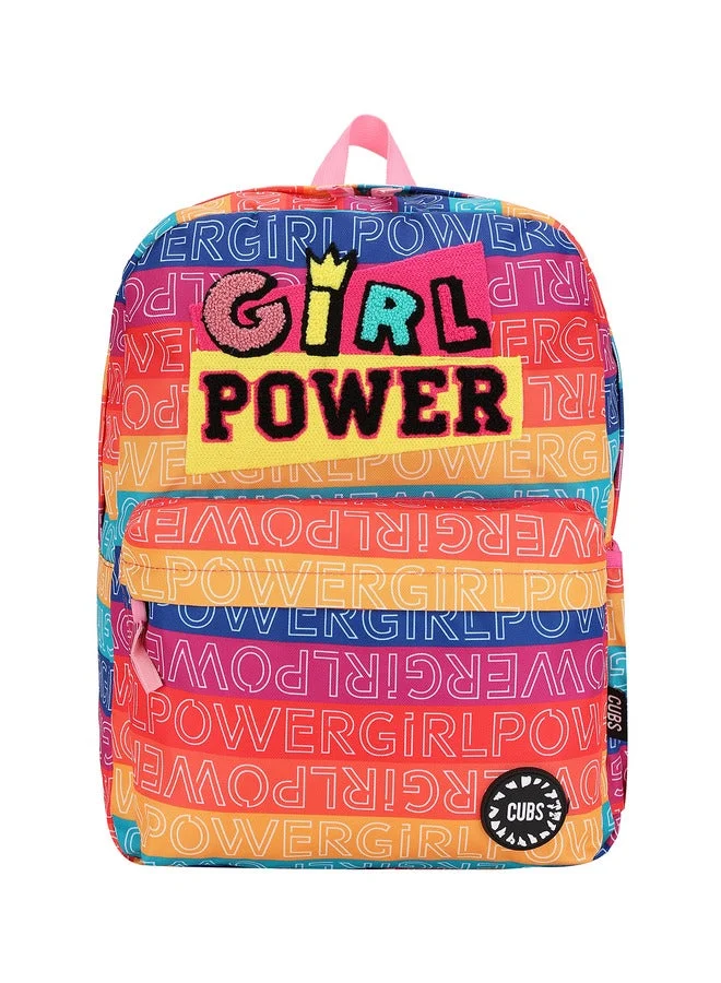 Cubs CUBS Junior Girl Power Print Waterproof Kids Backpack â€“ 28L School Bag for Girls (Ages 6â€“12) | Fits 15" Laptop | Zip Closure | Durable, Lightweight & Stylish