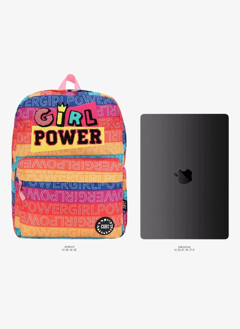 Cubs CUBS Junior Girl Power Print Waterproof Kids Backpack â€“ 28L School Bag for Girls (Ages 6â€“12) | Fits 15" Laptop | Zip Closure | Durable, Lightweight & Stylish