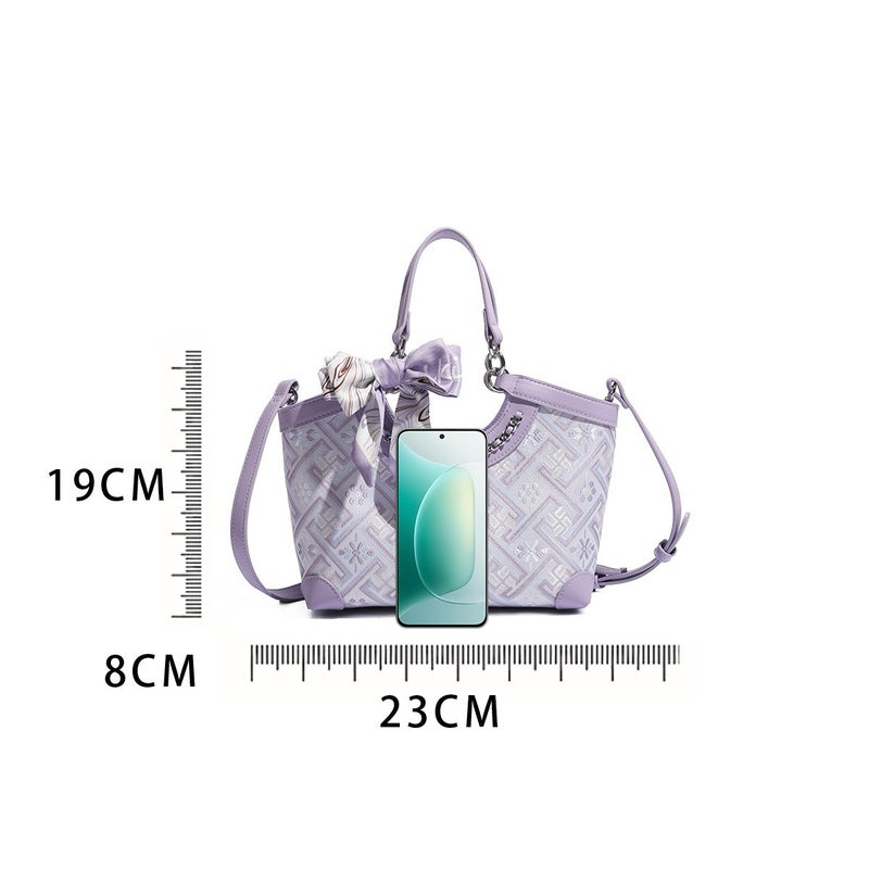 Zhuang Brocade Jacquard Brocade Pattern Ethnic Scarf Handbag Vegetable Basket Women'S Bag New Crossbody Women'S Bag - Image 4