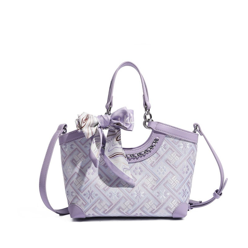Zhuang Brocade Jacquard Brocade Pattern Ethnic Scarf Handbag Vegetable Basket Women'S Bag New Crossbody Women'S Bag - Image 2
