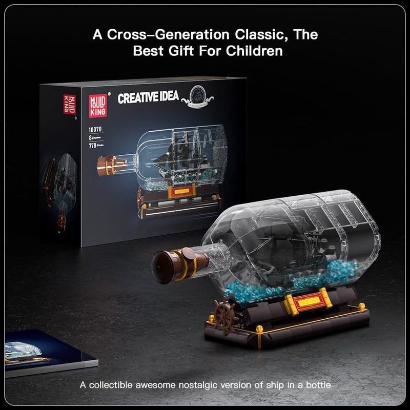 mould king Black Pearl Ship in a Bottle Building Blocks, Collectible Display Pirate Ship in a Bottle, Pirate Ship Model Kit Building Toys Gift for Adults and Kids Aged 8+ (778 PCS) - Image 5