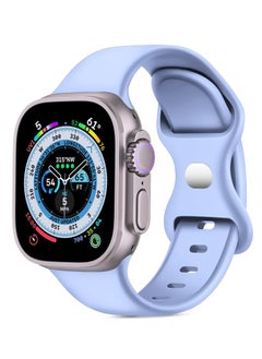 Generic Band with Case For Apple Watch Ultra/Ultra 2 49mm,Adjustable Silicone Sport Wristband Replacement, Strap With Cover Built-in Glass Screen Protector for iWatch Ultra 49 mm (Baby Blue)  - Image 2
