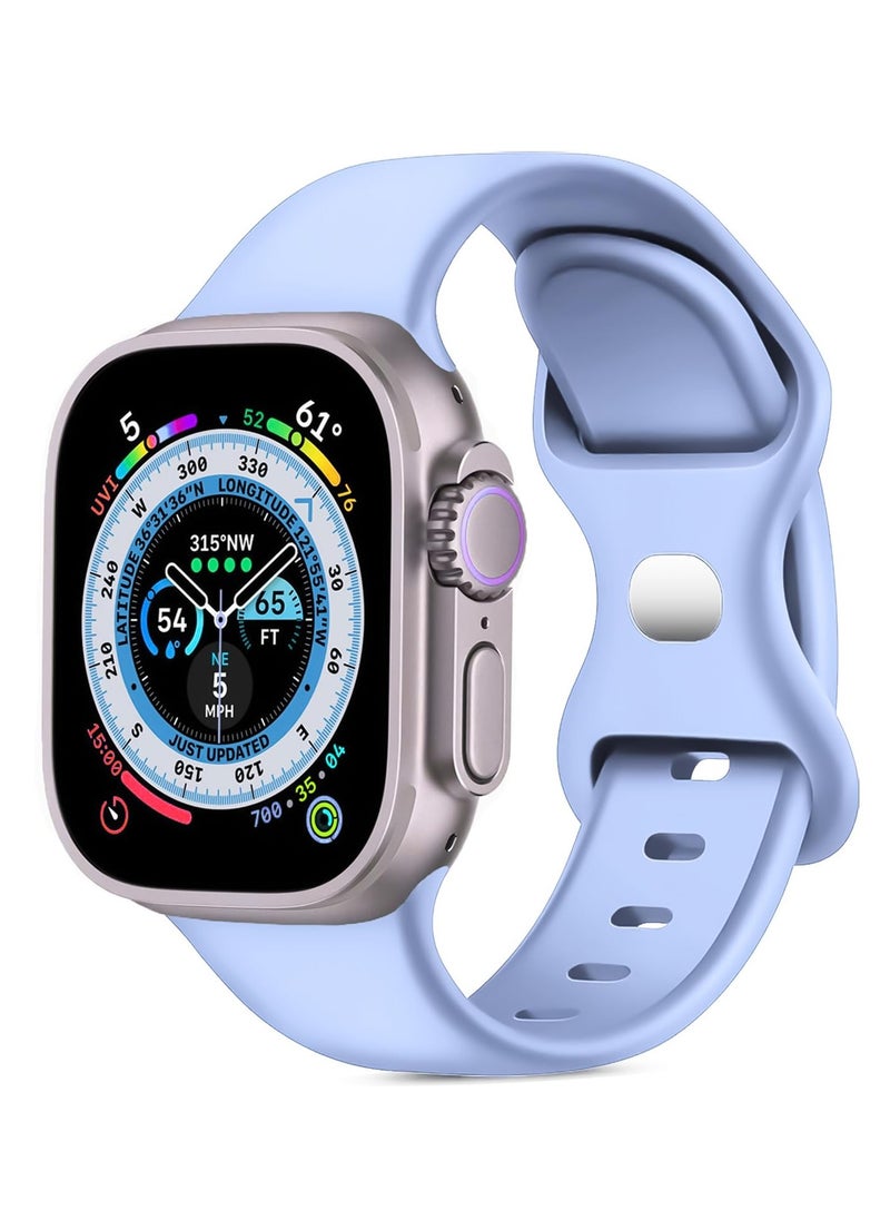 Generic - Band with Case For Apple Watch Ultra/Ultra 2 49mm,Adjustable Silicone Sport Wristband Replacement, Strap With Cover Built-in Glass Screen Protector for iWatch Ultra 49 mm (Baby Blue) - Image 1
