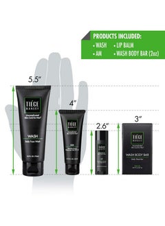 tiege hanley Iege Hanley Men'S Skin Care Gift Set ; 4 Products ; Face Wash Moisturizer W Sfp Lip Balm W Spf And A Bonus Travel Size Lightly Exfoliating Bar Soap ; Uncomplicated Skin Care Routine  - Image 5