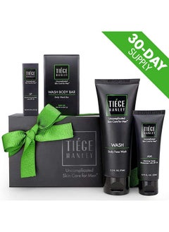 tiege hanley Iege Hanley Men'S Skin Care Gift Set ; 4 Products ; Face Wash Moisturizer W Sfp Lip Balm W Spf And A Bonus Travel Size Lightly Exfoliating Bar Soap ; Uncomplicated Skin Care Routine  - Image 2