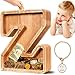 SummiDate Wooden Letter Piggy Bank for Kids Piggy Bank for Boys Girls Toddler Alphabet Z Money Bank Personalized Initial Wood Coin Bank Birthday for Kids Z - Image 4