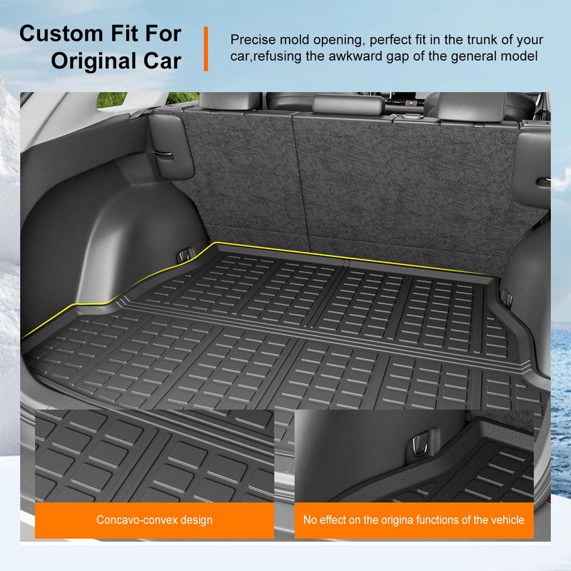 powoq Floor Mat Compatible with 2019 2020 2021 2022 2023 2024 2025 Toyota RAV4 Trunk Mat TPE Cargo Liner Replacement for 2019-2025 Toyota RAV4 Accessories (Fit 2019-2025, Rear Trunk Mat + Floor Mats) - Image 2