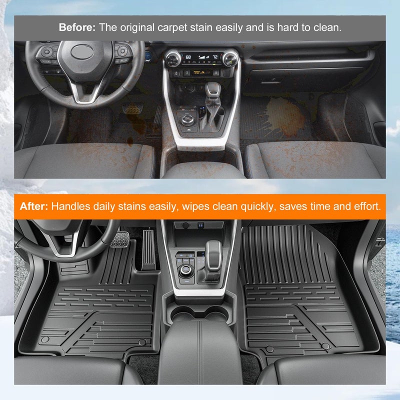 powoq Floor Mat Compatible with 2019 2020 2021 2022 2023 2024 2025 Toyota RAV4 Trunk Mat TPE Cargo Liner Replacement for 2019-2025 Toyota RAV4 Accessories (Fit 2019-2025, Rear Trunk Mat + Floor Mats) - Image 3