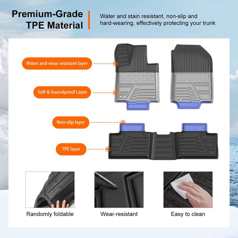 powoq Floor Mat Compatible with 2019 2020 2021 2022 2023 2024 2025 Toyota RAV4 Trunk Mat TPE Cargo Liner Replacement for 2019-2025 Toyota RAV4 Accessories (Fit 2019-2025, Rear Trunk Mat + Floor Mats) - Image 5