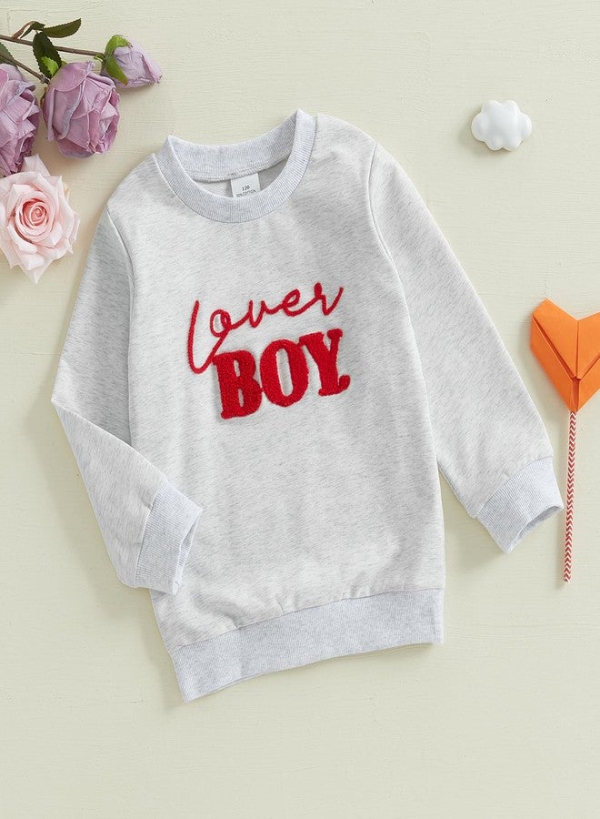 Karuedoo Toddler Baby Boy Girl Valentines Clothes Letter Print Crewneck Sweatshirt Long Sleeve Shirts Top Spring Outfit (A-Gray, 3-4 Years) - Image 3