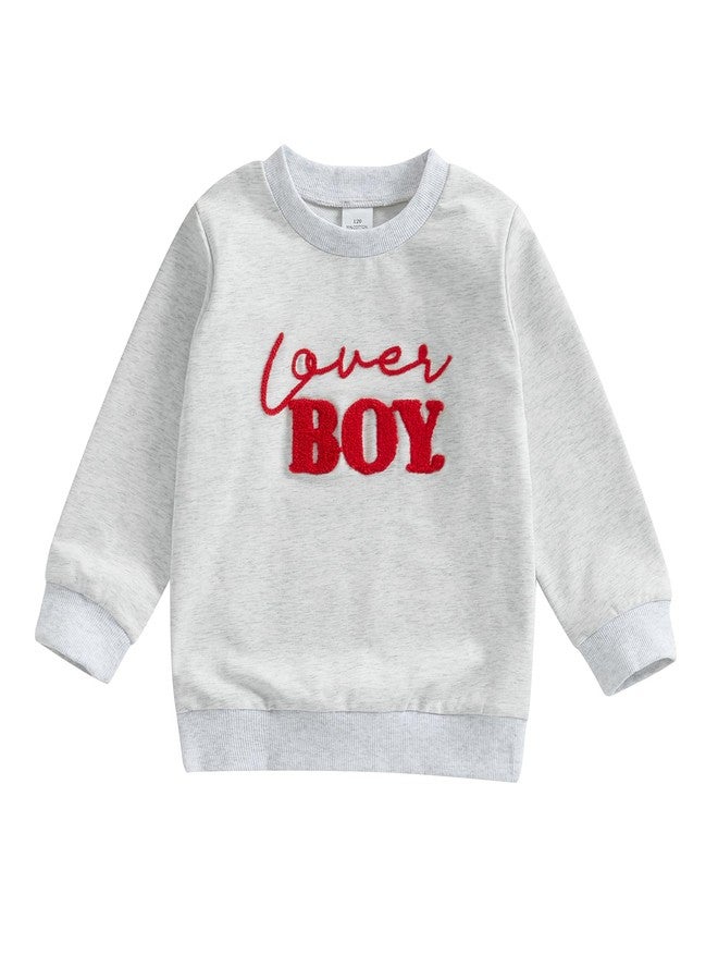 Karuedoo Toddler Baby Boy Girl Valentines Clothes Letter Print Crewneck Sweatshirt Long Sleeve Shirts Top Spring Outfit (A-Gray, 3-4 Years) - Image 1