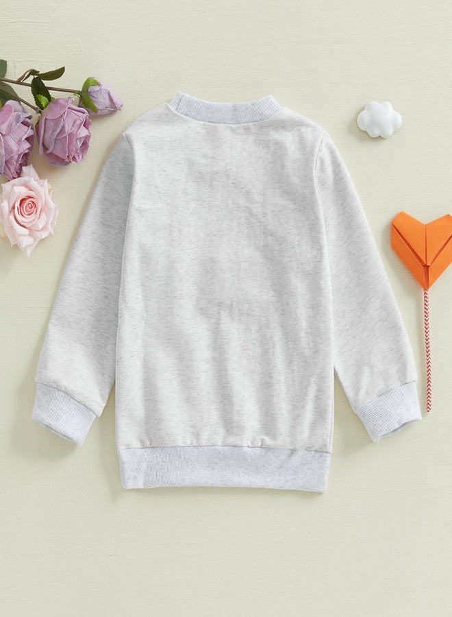 Karuedoo Toddler Baby Boy Girl Valentines Clothes Letter Print Crewneck Sweatshirt Long Sleeve Shirts Top Spring Outfit (A-Gray, 3-4 Years) - Image 4