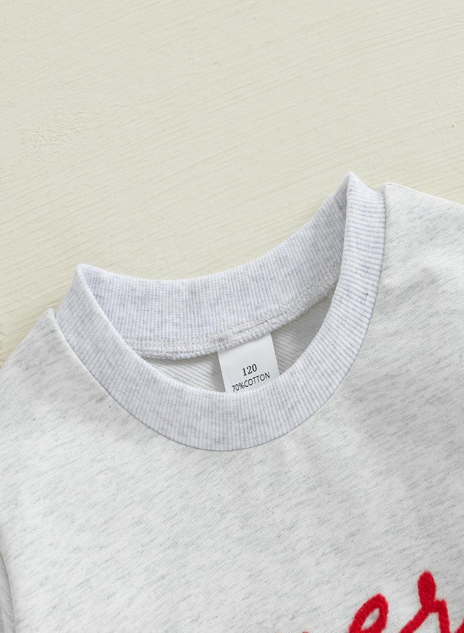 Karuedoo Toddler Baby Boy Girl Valentines Clothes Letter Print Crewneck Sweatshirt Long Sleeve Shirts Top Spring Outfit (A-Gray, 3-4 Years) - Image 5