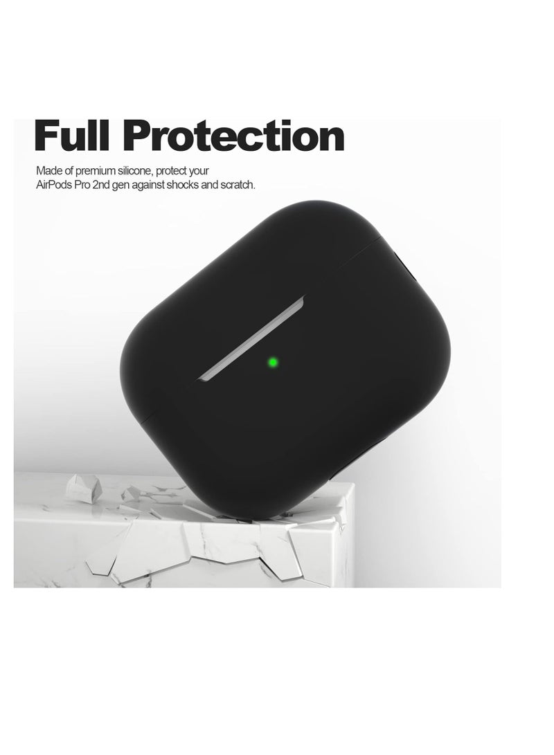 Compatibility With for AirPods Pro 2nd Generation Case Cover(2022), Protective Soft Silicone Skin Accessories for Men Women Boys Girls for Apple AirPods Pro Gen 2, Front LED Visible (Black)  - Image 3