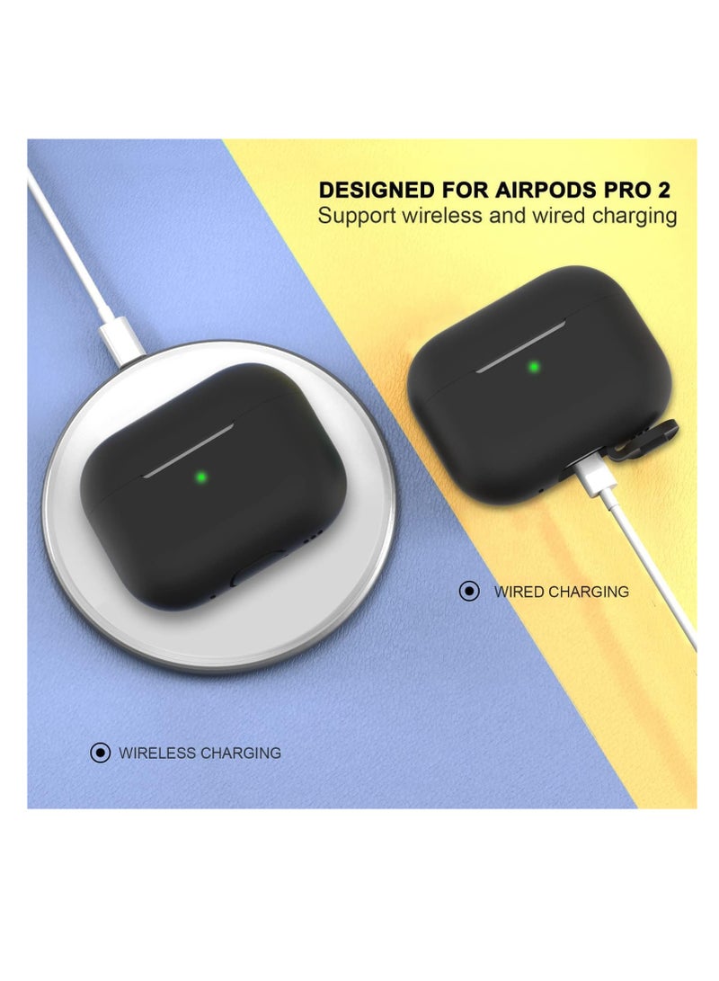 Compatibility With for AirPods Pro 2nd Generation Case Cover(2022), Protective Soft Silicone Skin Accessories for Men Women Boys Girls for Apple AirPods Pro Gen 2, Front LED Visible (Black)  - Image 4
