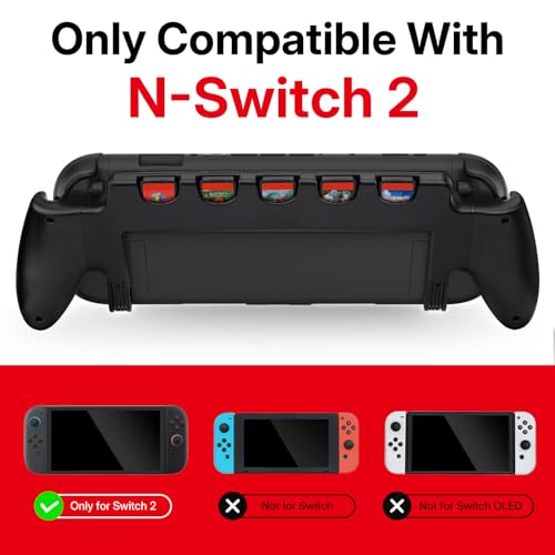 Mcbazel Console Grip with 5 Game Slots Compatible with Nintendo Switch 2 (2025), Ergonomic Grip Hard Shell for Users Who Prefer Handheld Mode, Black (NOT for Switch 1) - Image 2