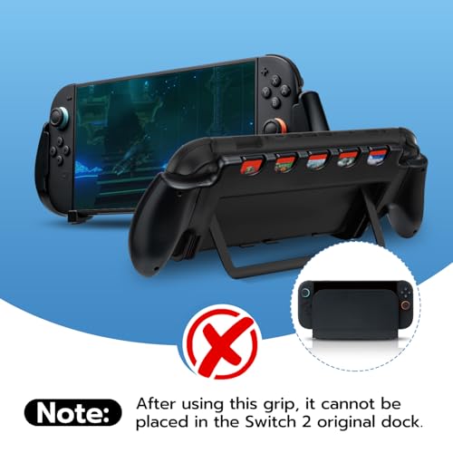 Mcbazel Console Grip with 5 Game Slots Compatible with Nintendo Switch 2 (2025), Ergonomic Grip Hard Shell for Users Who Prefer Handheld Mode, Black (NOT for Switch 1) - Image 5