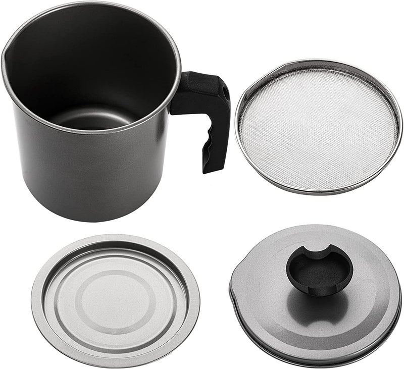 STHITI STHITI Grease Container with Stainless Steel Strainer 14L Container with Handle NonStick Coating Grease Strainer Can MultiPurpose Oil Storage Pot with Dustproof Lid and Tray Cooking Oil Holder  - Image 5