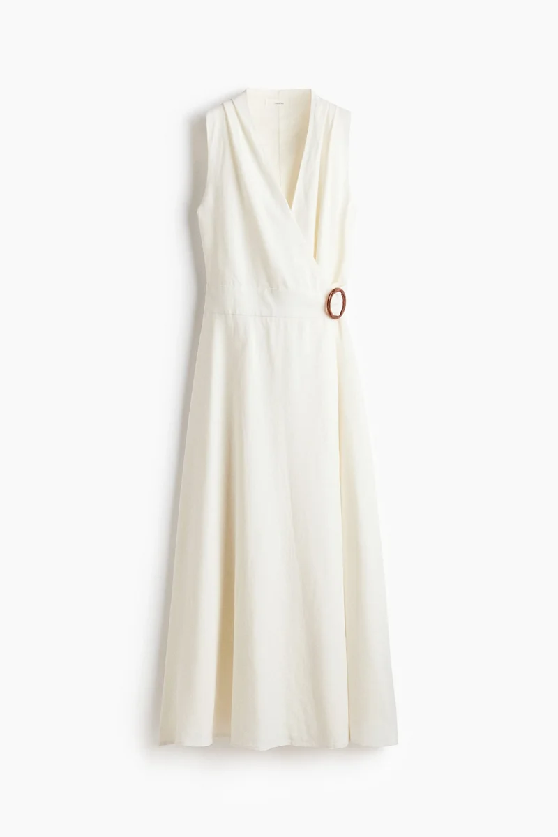 H&M  Linen-blend wrap dress for Women | Best Price UAE