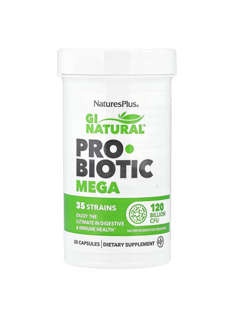 NaturesPlus GI Natural Probiotic Mega, 120 Billion CFU, 30 Capsules