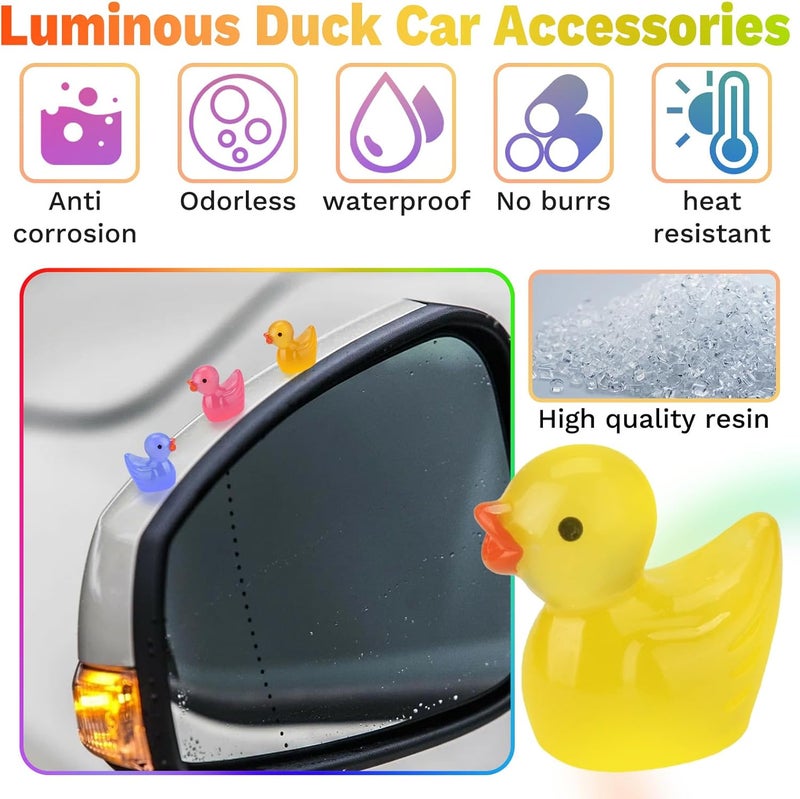 ecocstm 16 PCS Cute Duck Dashboard Decorations, Luminous Duck Car Accessories, Rearview Mirror Adhesive Ornaments, Fun Duck Car Interior Decor, Car Decorations Interior Hanging space save - Image 2