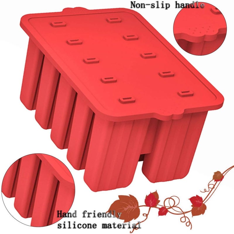 Azonbey Silicone Popsicle Molds, 10 Cavity, BPA-Free, Red, Cone Shaped, Food Preparation Molds with Sticks and Funnel - Image 4