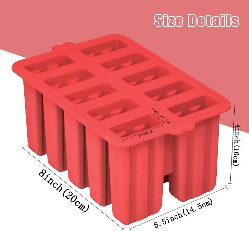 Azonbey Silicone Popsicle Molds, 10 Cavity, BPA-Free, Red, Cone Shaped, Food Preparation Molds with Sticks and Funnel - Image 3