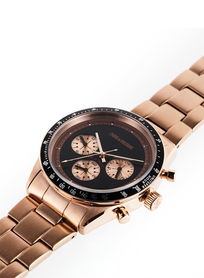 ZADIG & VOLTAIRE Zadig and Voltaire Black Dial and Rose Gold Plated Stainless Steel Strap Unisex Watch  - ZVM128 - Image 2