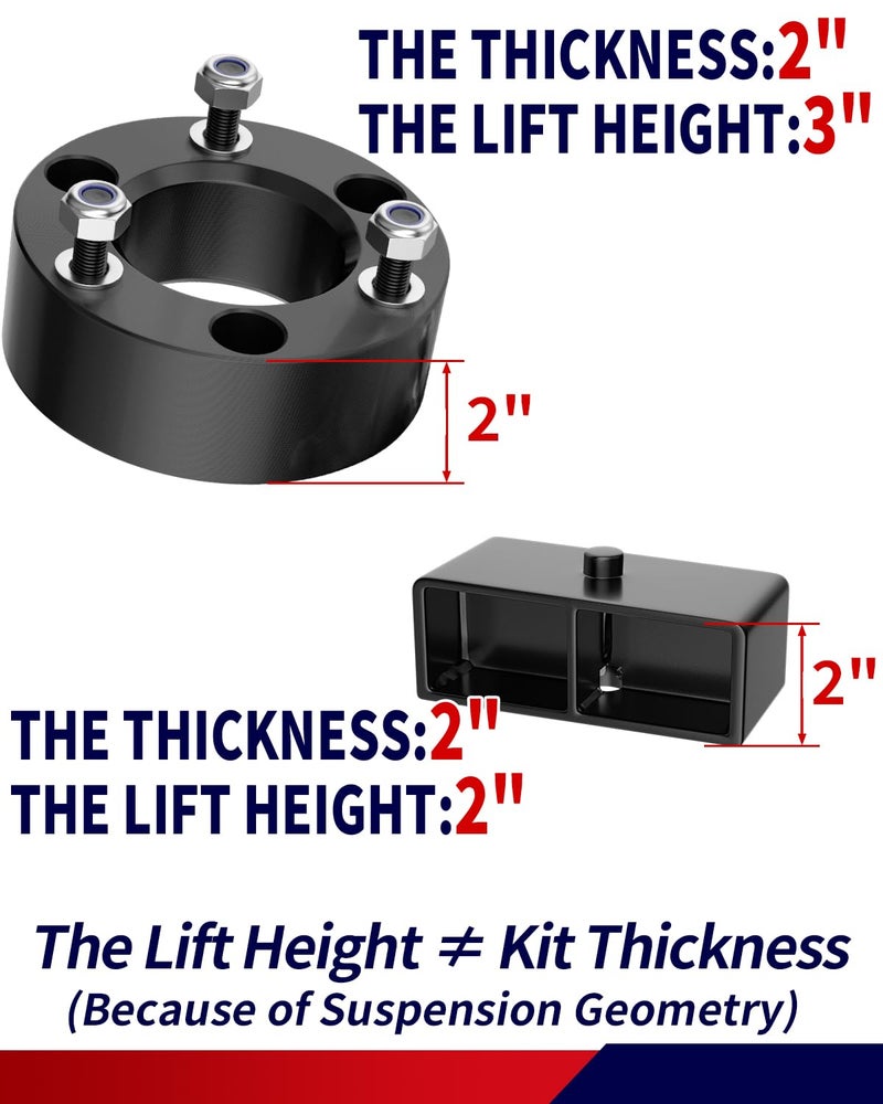 FLYCLE 3" Front and 2" Rear Leveling Kit for 2007-2024 Silverado 1500 Sierra 1500 2WD/4WD,3 inch Front and 2 inch Rear Strut Spacers Lift Kit - Image 2