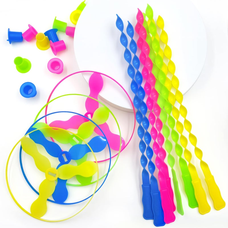 Sepco 40 Pcs Flying Disc Toy Twisty Helicopter Spin Copter Plastic Propeller Flyer Saucers with Launchers Outdoor Toy Kids Party Favors Gifts - Image 3