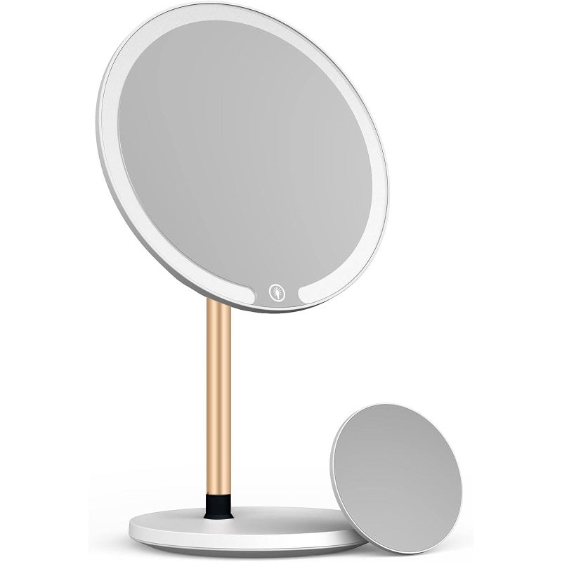 ANGNYA Makeup Mirror with Light Rechargeable Vanity Mirror with 3 Color Adjustable Lights  10x Magnifying Mirror