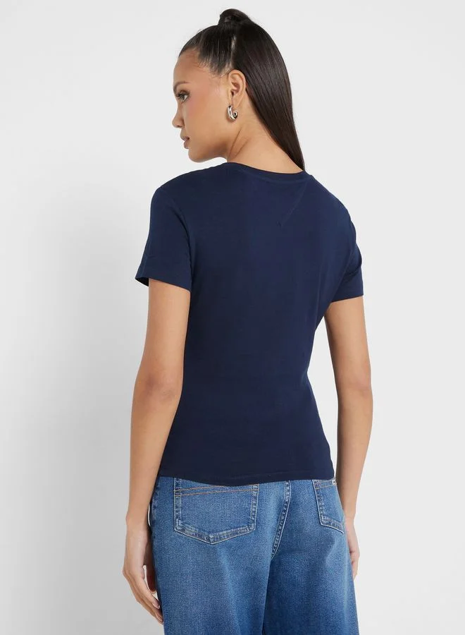 TOMMY JEANS Crew Neck Logo Printed T-Shirt
