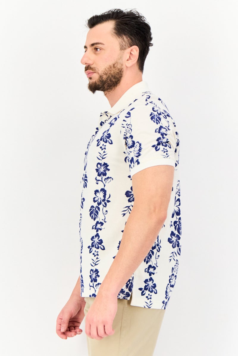 GAP Men Regular Fit Floral Print Short Sleeves Polo Shirt, Multicolor - Image 3