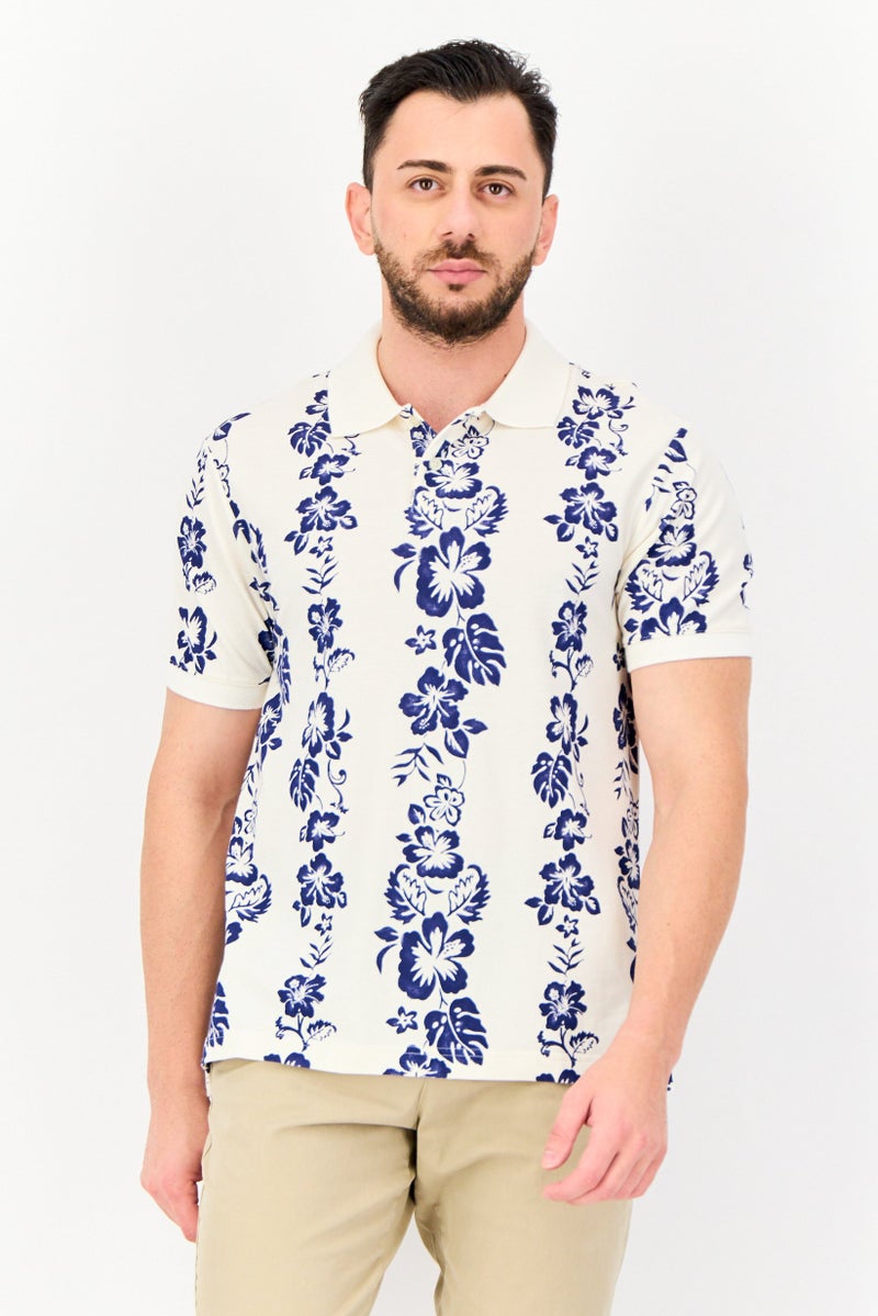 GAP Men Regular Fit Floral Print Short Sleeves Polo Shirt, Multicolor - Image 1