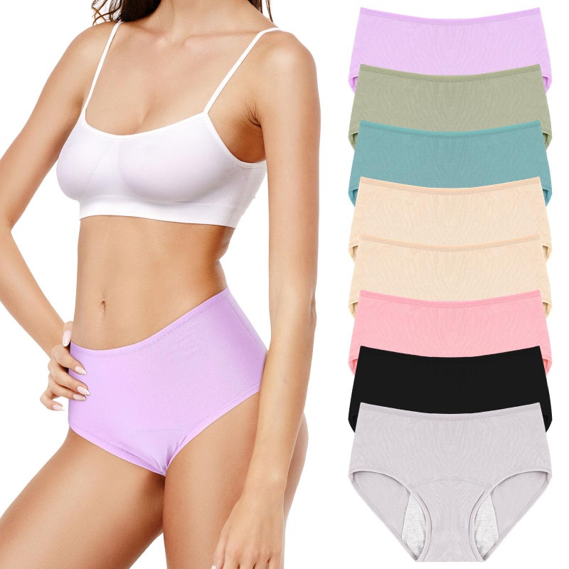Bunnycool 8 Pcs Leakproof Underwear for Women Leak Proof High Waisted Underwear over 60 for Incontinence Panties for Women (L) Multicolor - Image 1