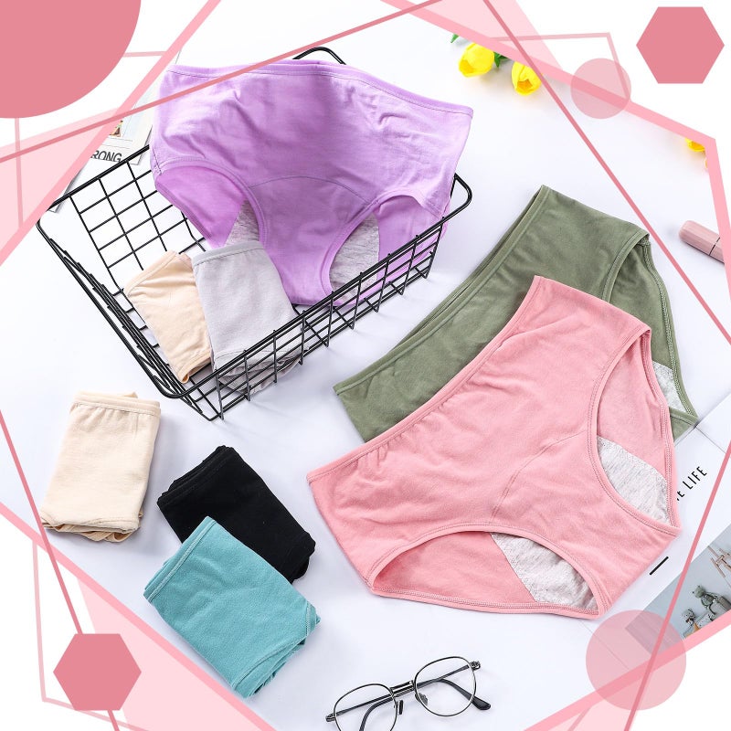 Bunnycool 8 Pcs Leakproof Underwear for Women Leak Proof High Waisted Underwear over 60 for Incontinence Panties for Women (L) Multicolor - Image 3