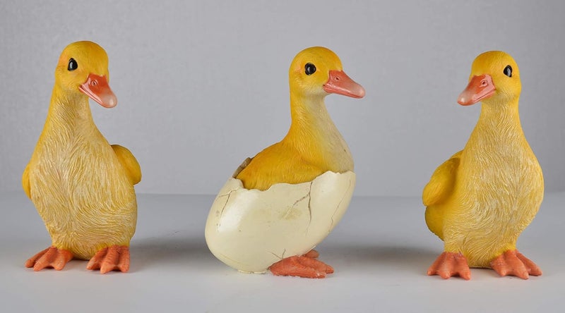 JORAE Ducks Statue Yard Garden Decorations Set of Three, Ducklings Ornament Animal Outdoor Statue, 5 Inch, Polyresin - Image 2
