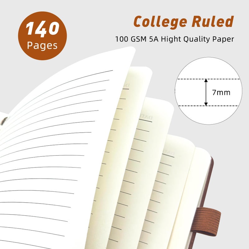 LEAGIM Lined Spiral Journal Notebook for Women & Men, College Ruled Hardcover Notebook for Work & Note Taking, Journals for Writing, 100 GSM, Business, School, 140 Pages, A5(5.8"x8.5") - Brown - Image 2