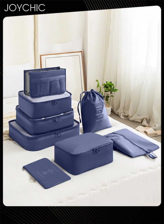 Joychic 8 قطع من مكعبات التعبئة لحقائب السفر مجموعة حقائب تنظيم الحقائب خفيفة الوزن حقيبة أساسية مع مستلزمات الحمام الكبيرة والملابس والأحذية - Image 1