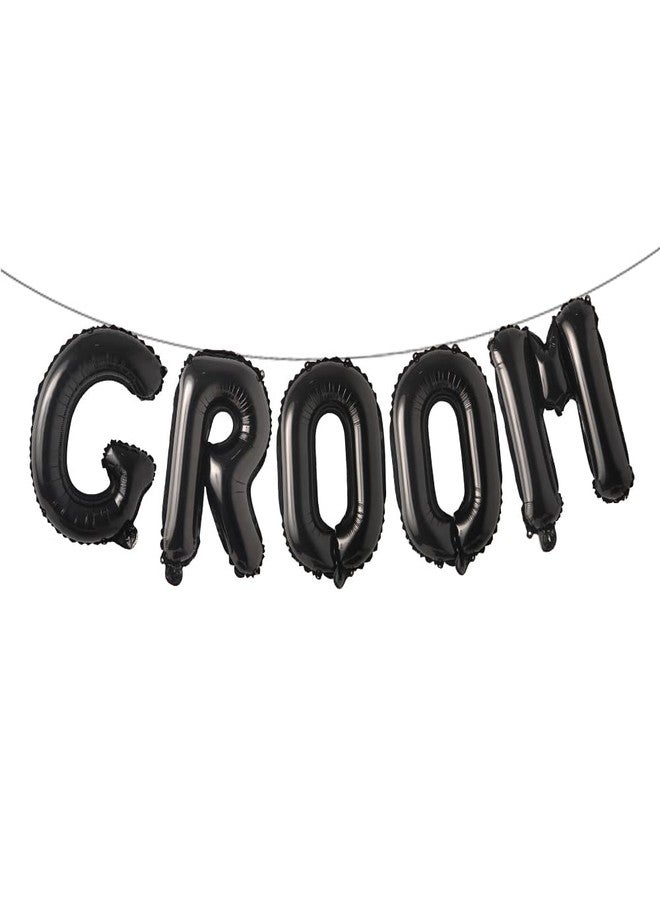 RUIANSI 16 inch Multicolor GROOM Balloons Banner Wedding Party Decorations Sign (GROOM Black) - Image 2