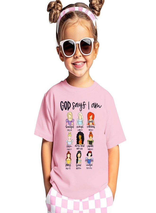 KEKEMI Toddler Girl Christian Shirts God Says I Am Beautiful Enough T-Shirt Princess Outfit Motivational Bible Verse Tee Tops(Pink,3T) - Image 1