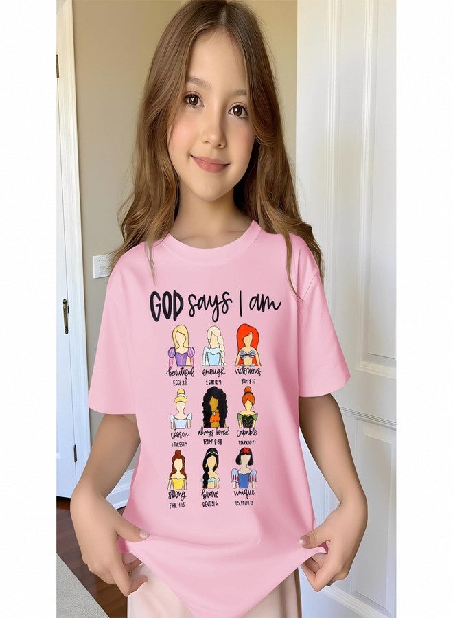 KEKEMI Toddler Girl Christian Shirts God Says I Am Beautiful Enough T-Shirt Princess Outfit Motivational Bible Verse Tee Tops(Pink,3T) - Image 3