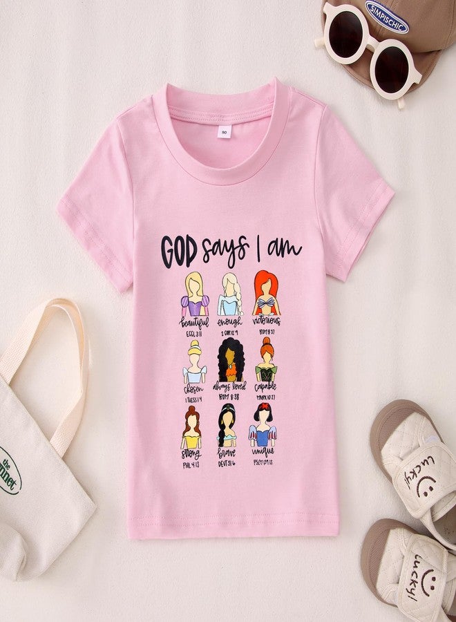 KEKEMI Toddler Girl Christian Shirts God Says I Am Beautiful Enough T-Shirt Princess Outfit Motivational Bible Verse Tee Tops(Pink,3T) - Image 5