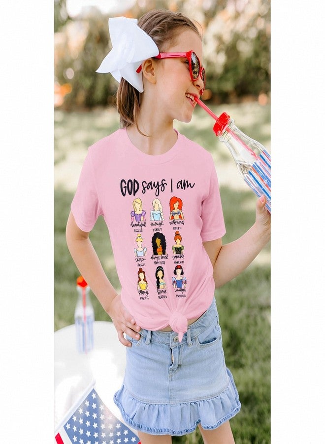 KEKEMI Toddler Girl Christian Shirts God Says I Am Beautiful Enough T-Shirt Princess Outfit Motivational Bible Verse Tee Tops(Pink,3T) - Image 4