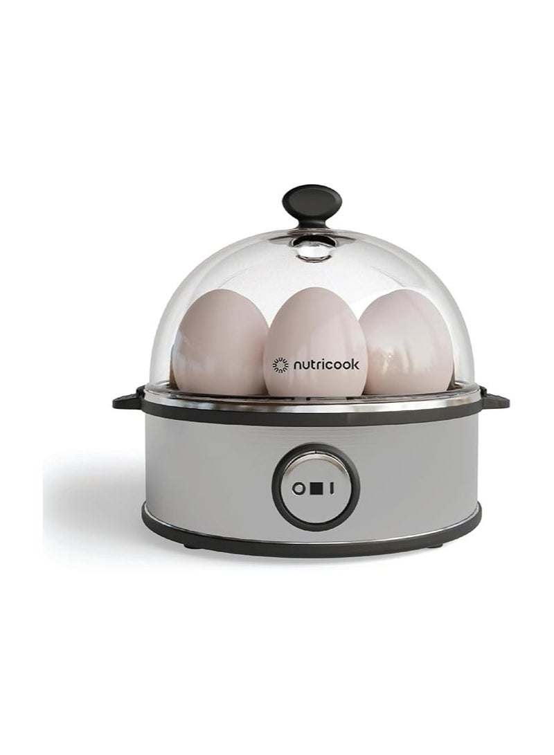 NutriCook Rapid Egg Cooker: 7 Egg Capacity Electric Egg Cooker for Boiled Eggs, Poached Eggs, Scrambled Eggs, or Omelettes with Auto Shut Off Feature - Silver  - Image 1