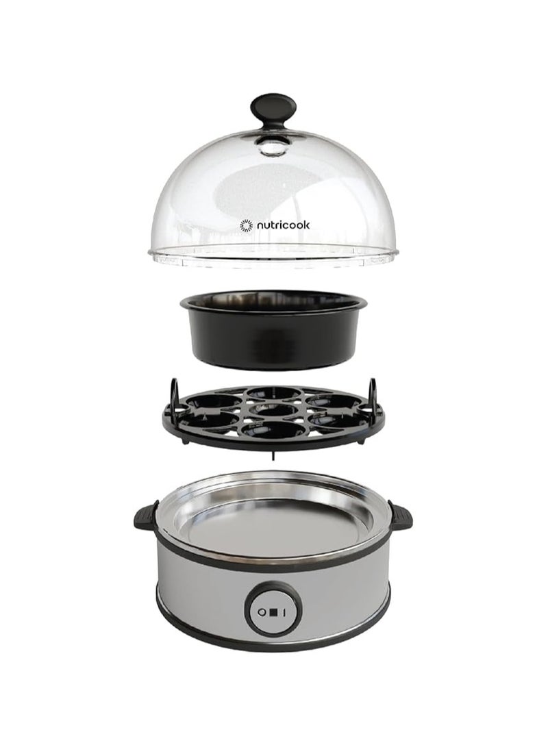 NutriCook Rapid Egg Cooker: 7 Egg Capacity Electric Egg Cooker for Boiled Eggs, Poached Eggs, Scrambled Eggs, or Omelettes with Auto Shut Off Feature - Silver  - Image 3