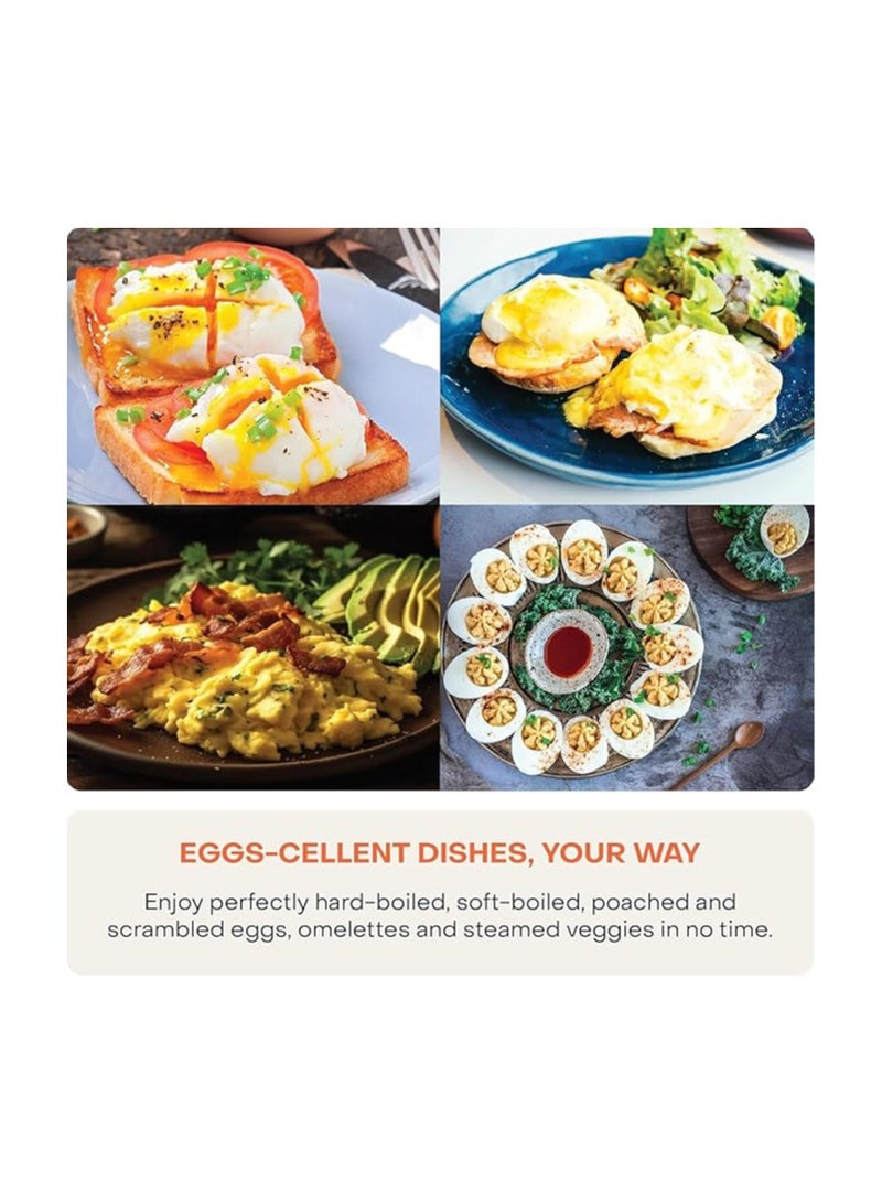 NutriCook Rapid Egg Cooker: 7 Egg Capacity Electric Egg Cooker for Boiled Eggs, Poached Eggs, Scrambled Eggs, or Omelettes with Auto Shut Off Feature - Silver  - Image 2