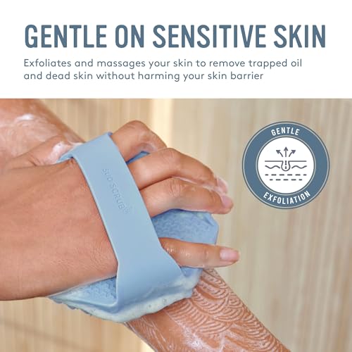 Sud Scrub® Antimicrobial Silicone Body Scrubber, Exfoliating Body Scrubber for Sensitive Skin, Eco Friendly Shower Scrubber for Body, Silicone Body Brush for Showering, Blue - Image 3