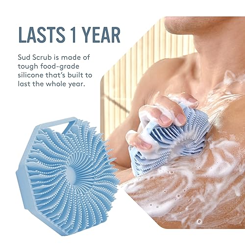 Sud Scrub® Antimicrobial Silicone Body Scrubber, Exfoliating Body Scrubber for Sensitive Skin, Eco Friendly Shower Scrubber for Body, Silicone Body Brush for Showering, Blue - Image 4