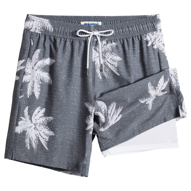 maamgic Swim Trunks Men 2 in 1 Mens Bathing Suit 7 Inch Quick Dry Mens Swimming Trunks with Zipper Pockets - Image 1